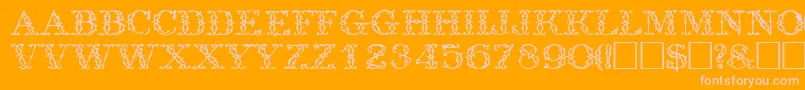 TrellisdisplaycapssskRegular-Schriftart – Rosa Schriften auf orangefarbenem Hintergrund