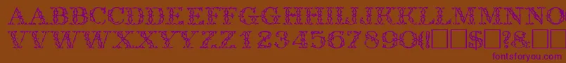 TrellisdisplaycapssskRegular-Schriftart – Violette Schriften auf braunem Hintergrund