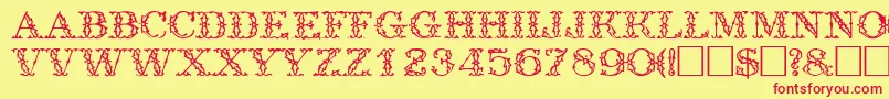 TrellisdisplaycapssskRegular Font – Red Fonts on Yellow Background