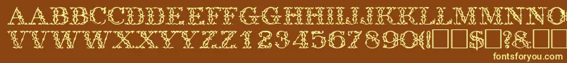 TrellisdisplaycapssskRegular Font – Yellow Fonts on Brown Background