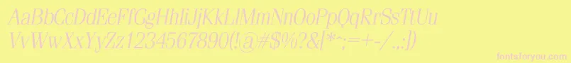 フォントSimeizlightcItalic – ピンクのフォント、黄色の背景