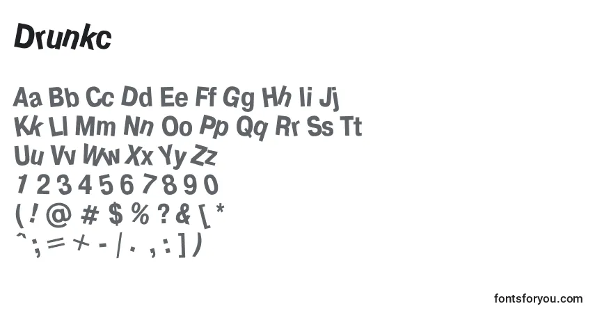 Fuente Drunkc - alfabeto, números, caracteres especiales