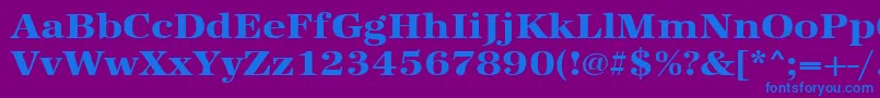 Fonte Urwantiquatextbolextwid – fontes azuis em um fundo violeta