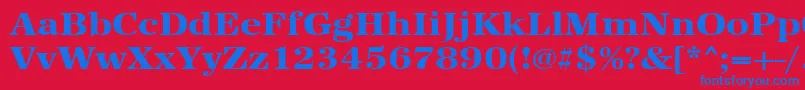 Urwantiquatextbolextwid-Schriftart – Blaue Schriften auf rotem Hintergrund