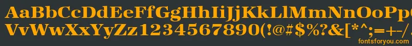 Urwantiquatextbolextwid-Schriftart – Orangefarbene Schriften auf schwarzem Hintergrund