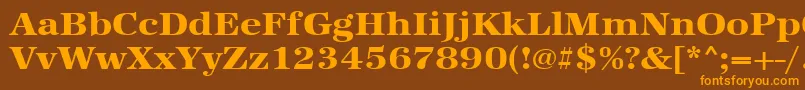 Urwantiquatextbolextwid-Schriftart – Orangefarbene Schriften auf braunem Hintergrund