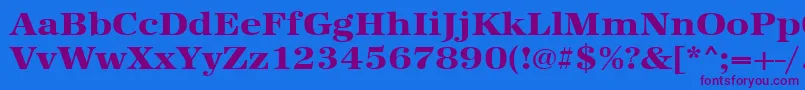 フォントUrwantiquatextbolextwid – 紫色のフォント、青い背景