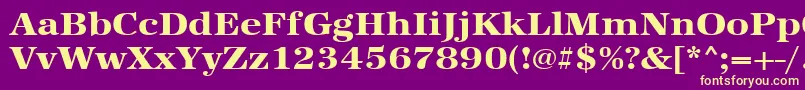 Urwantiquatextbolextwid-Schriftart – Gelbe Schriften auf violettem Hintergrund
