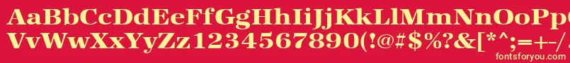 Urwantiquatextbolextwid-Schriftart – Gelbe Schriften auf rotem Hintergrund