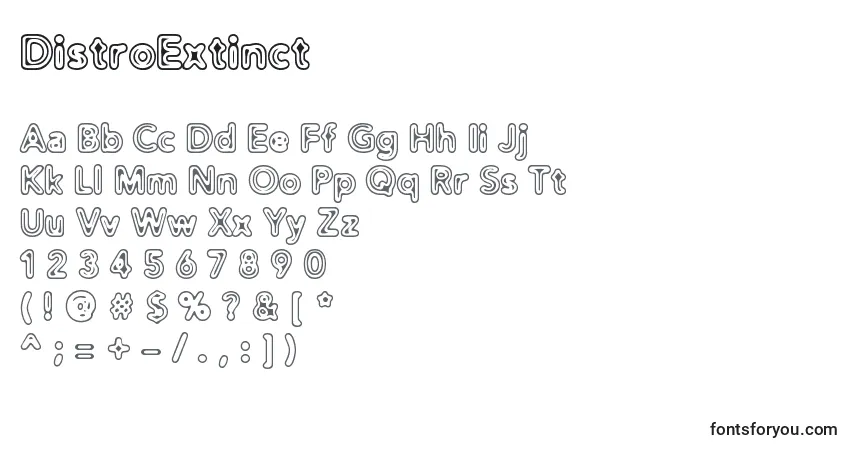 Fuente DistroExtinct - alfabeto, números, caracteres especiales