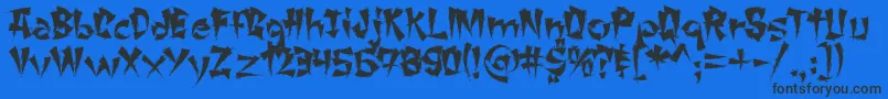 Changchangwoodcut Font – Black Fonts on Blue Background