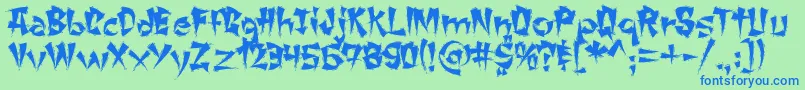 Changchangwoodcut Font – Blue Fonts on Green Background