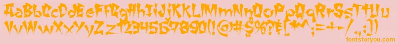 Changchangwoodcut Font – Orange Fonts on Pink Background