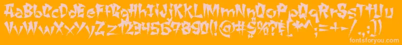 Changchangwoodcut Font – Pink Fonts on Orange Background