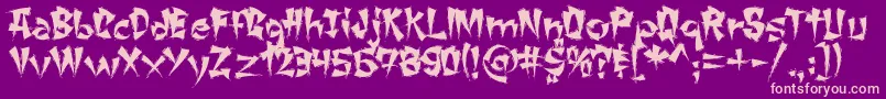Changchangwoodcut Font – Pink Fonts on Purple Background