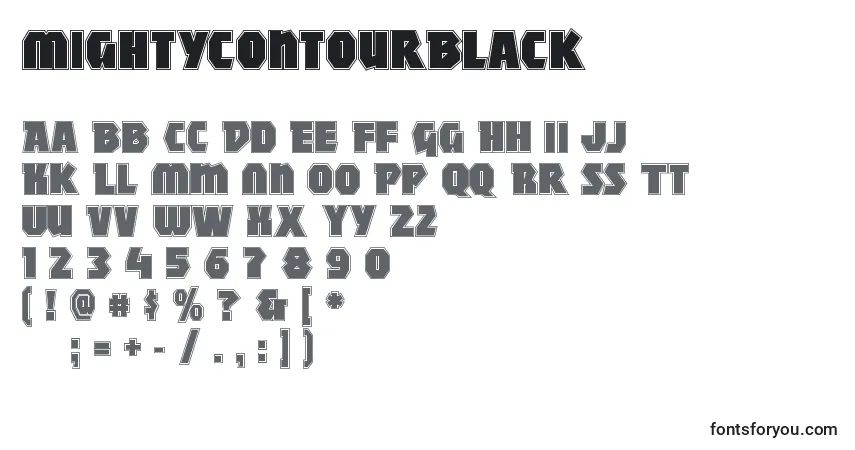 A fonte MightycontourBlack – alfabeto, números, caracteres especiais