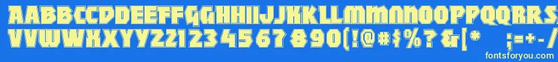 MightycontourBlack Font – Yellow Fonts on Blue Background