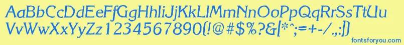 KorinthantiqueItalic Font – Blue Fonts on Yellow Background