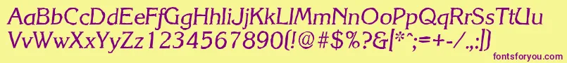 KorinthantiqueItalic Font – Purple Fonts on Yellow Background