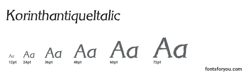 Размеры шрифта KorinthantiqueItalic