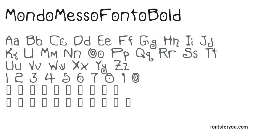 A fonte MondoMessoFontoBold – alfabeto, números, caracteres especiais