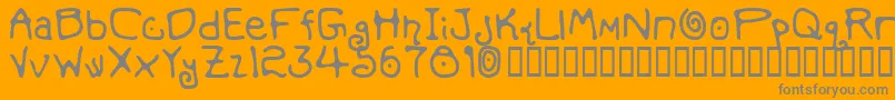 MondoMessoFontoBold-Schriftart – Graue Schriften auf orangefarbenem Hintergrund