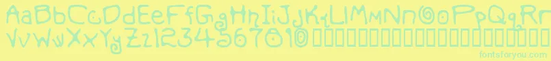 フォントMondoMessoFontoBold – 黄色い背景に緑の文字