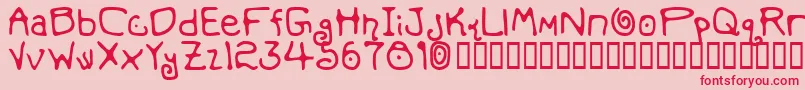 フォントMondoMessoFontoBold – ピンクの背景に赤い文字