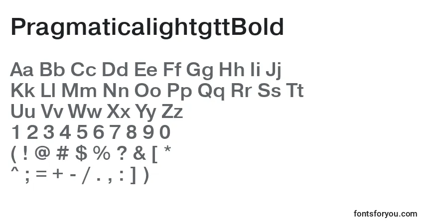 Шрифт PragmaticalightgttBold – алфавит, цифры, специальные символы