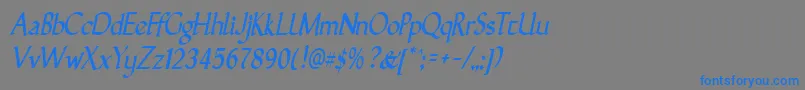 GunthernarrowItalic-Schriftart – Blaue Schriften auf grauem Hintergrund