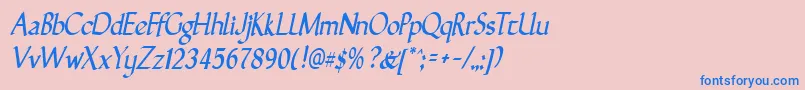 フォントGunthernarrowItalic – ピンクの背景に青い文字