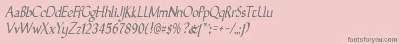 GunthernarrowItalic-Schriftart – Graue Schriften auf rosa Hintergrund