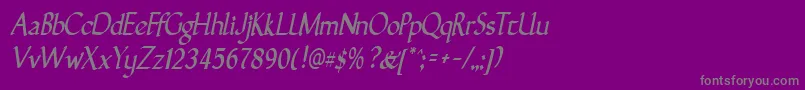 Lisätietoja GunthernarrowItalic-fontista GunthernarrowItalic-fontti – harmaat kirjasimet violetilla taustalla