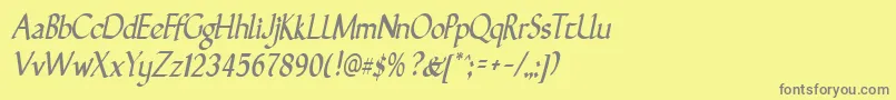 フォントGunthernarrowItalic – 黄色の背景に灰色の文字