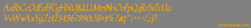 GunthernarrowItalic Font – Orange Fonts on Gray Background