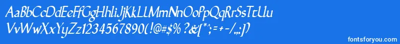 フォントGunthernarrowItalic – 青い背景に白い文字