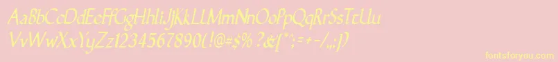 GunthernarrowItalic Font – Yellow Fonts on Pink Background