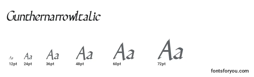 Größen der Schriftart GunthernarrowItalic
