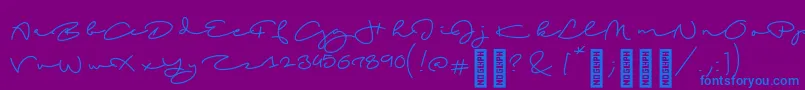 フォントBeachscriptRegular – 紫色の背景に青い文字