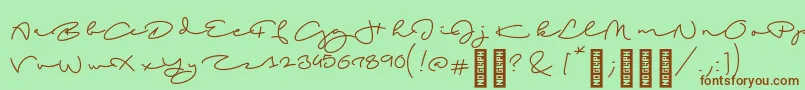 BeachscriptRegular-fontti – ruskeat fontit vihreällä taustalla