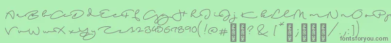 フォントBeachscriptRegular – 緑の背景に灰色の文字