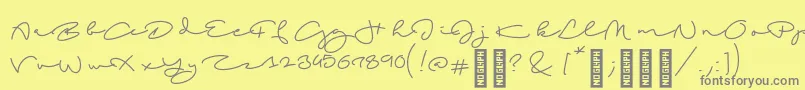 フォントBeachscriptRegular – 黄色の背景に灰色の文字