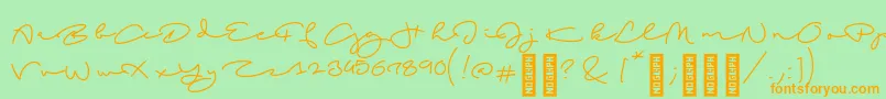 BeachscriptRegular Font – Orange Fonts on Green Background