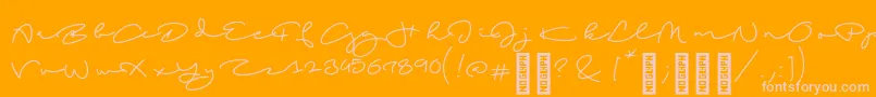BeachscriptRegular-fontti – vaaleanpunaiset fontit oranssilla taustalla
