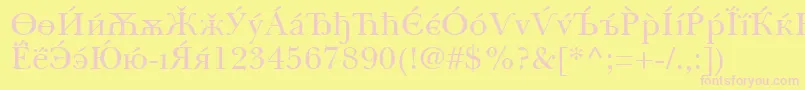 BaskervilleCyrillicRoman Font – Pink Fonts on Yellow Background