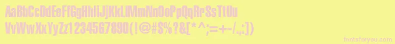 Heliosextracompressedcフォントについての詳細 フォントHeliosextracompressedc – ピンクのフォント、黄色の背景