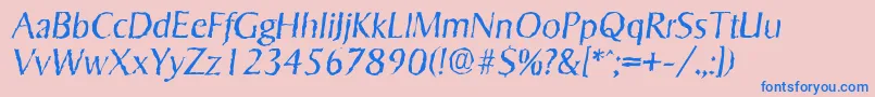 SigvarrandomLightItalic-Schriftart – Blaue Schriften auf rosa Hintergrund