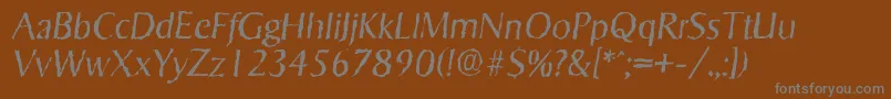 SigvarrandomLightItalic Font – Gray Fonts on Brown Background