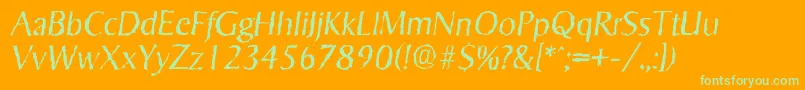 フォントSigvarrandomLightItalic – オレンジの背景に緑のフォント