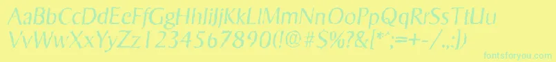 SigvarrandomLightItalic Font – Green Fonts on Yellow Background